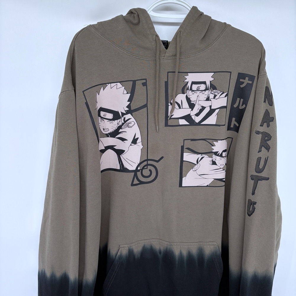 Naruto Shippuden Collection Hoodie Mens 3XL 2007 Green Black Colorblock Anime - Picture 2 of 7